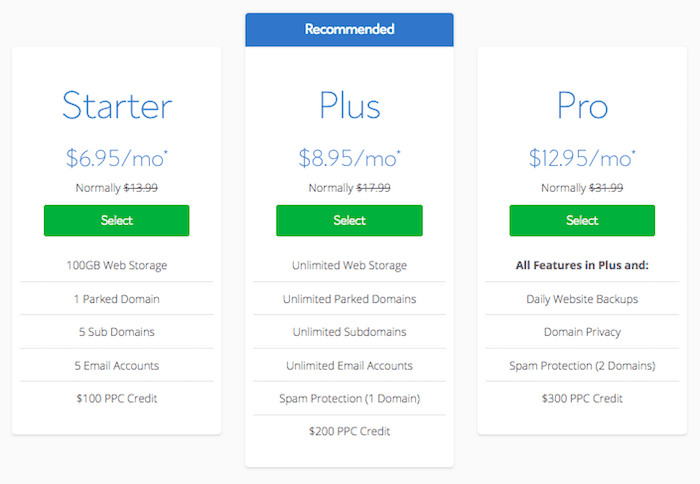 bluehost pricing plan