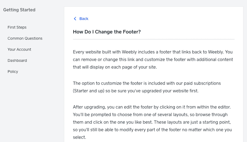 weebly change footer