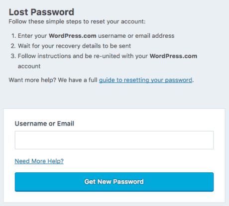 wp lost password form