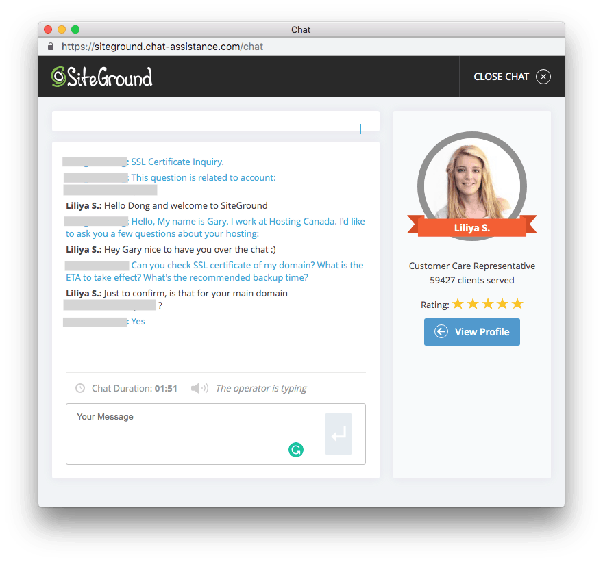 siteground chat support