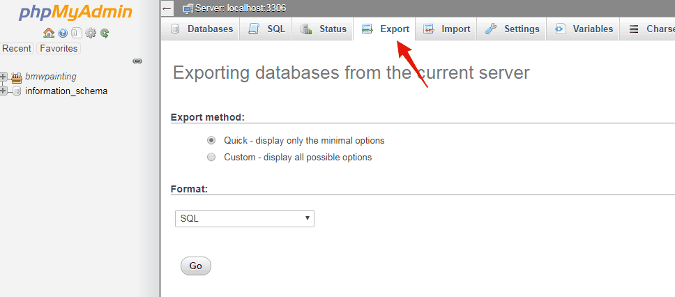 Exporting Database