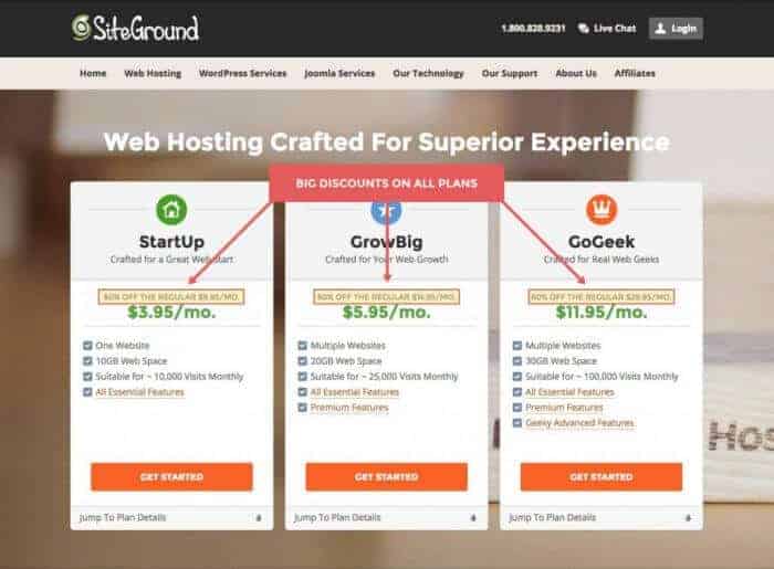 Siteground hosting price plans