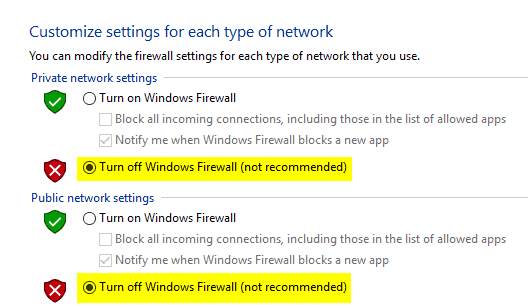 Disable Windows Firewall