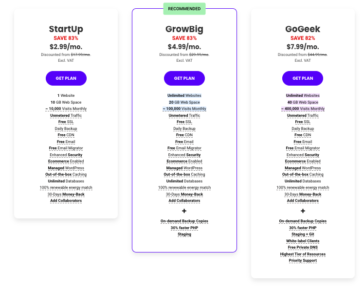 Siteground Plans