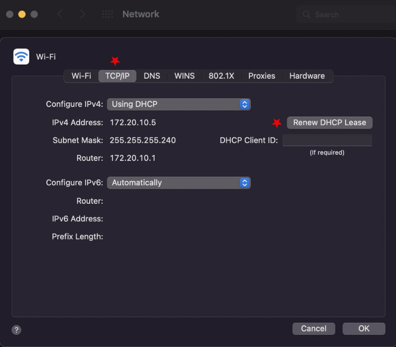 Mac renew lease menu